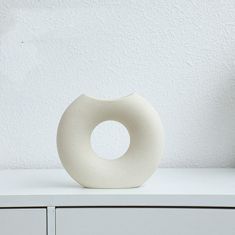Vase en céramique style nordique, forme demi-cercle, créatif