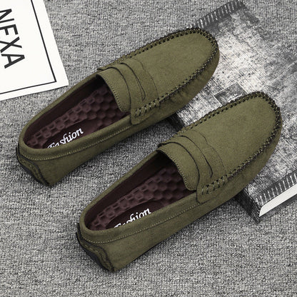 Hand-stitched Men's Beanie Shoes Velvet Leather Handmade