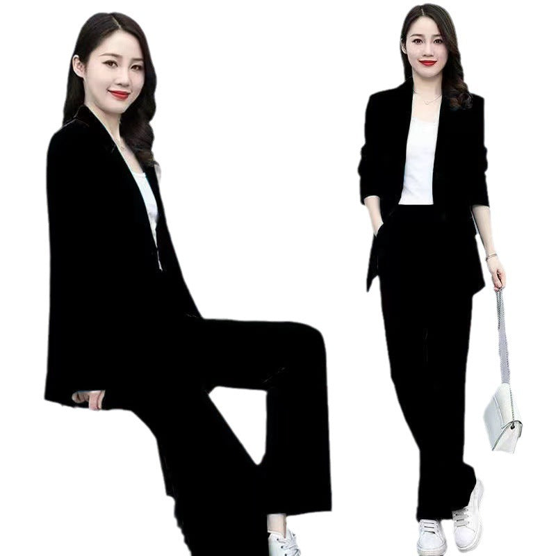 Ensemble deux pièces de tailleur-pantalon à jambes larges pour femme