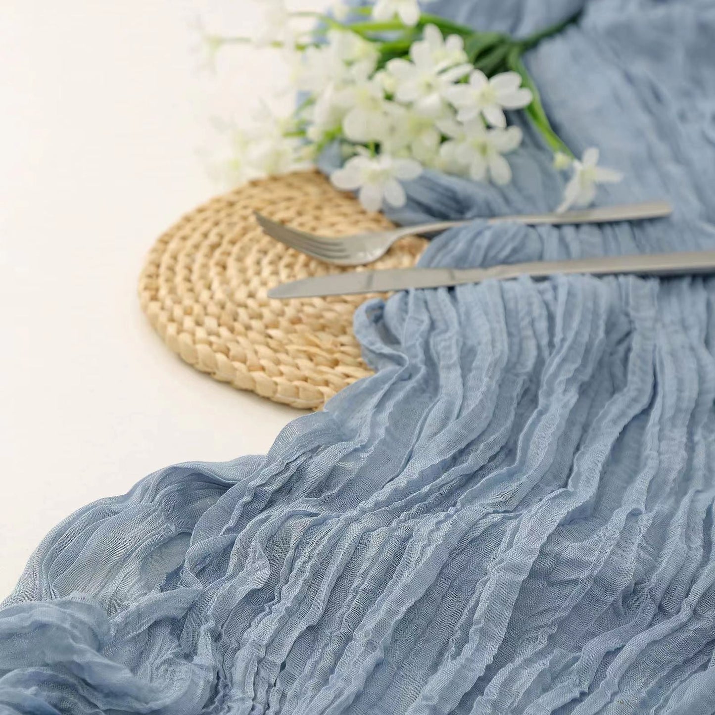 Balinese Crinkle Table Flag Boho Twist Tablecloth