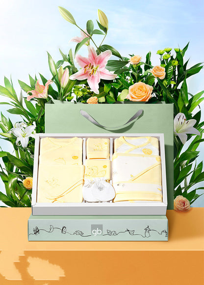 Coffret Cadeau Vêtements de Bébé Nouveau-né Bleu Clair Premium | Ensemble Essentiel de Layette 100 % Coton Doux avec Illustrations de Renard