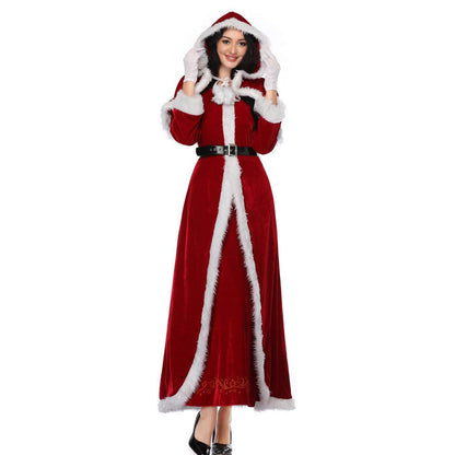 New red and white warm cozy cute long Christmas Robe for women