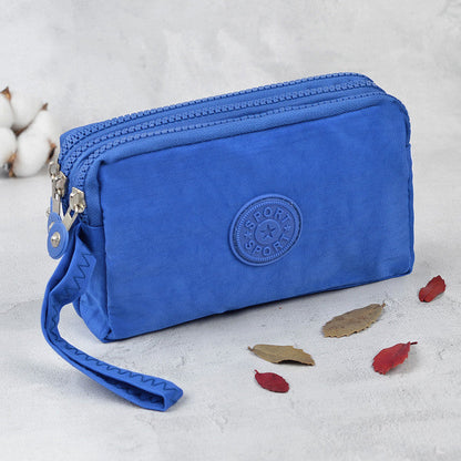 Simple Three-Layer Zipper Canvas Hand Purse
