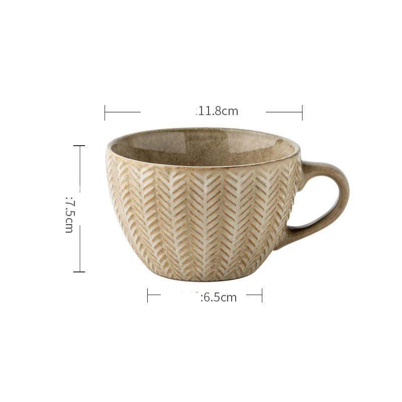 Taza de Desayuno Retro Relieve Con Defectos Sutiles
