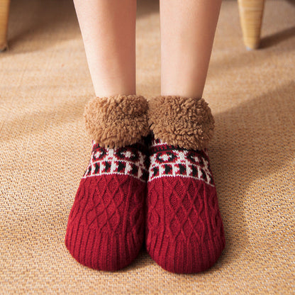 Chaussettes d'intérieur antidérapantes chaudes pour hommes et femmes, idéales pour l'automne et l'hiver