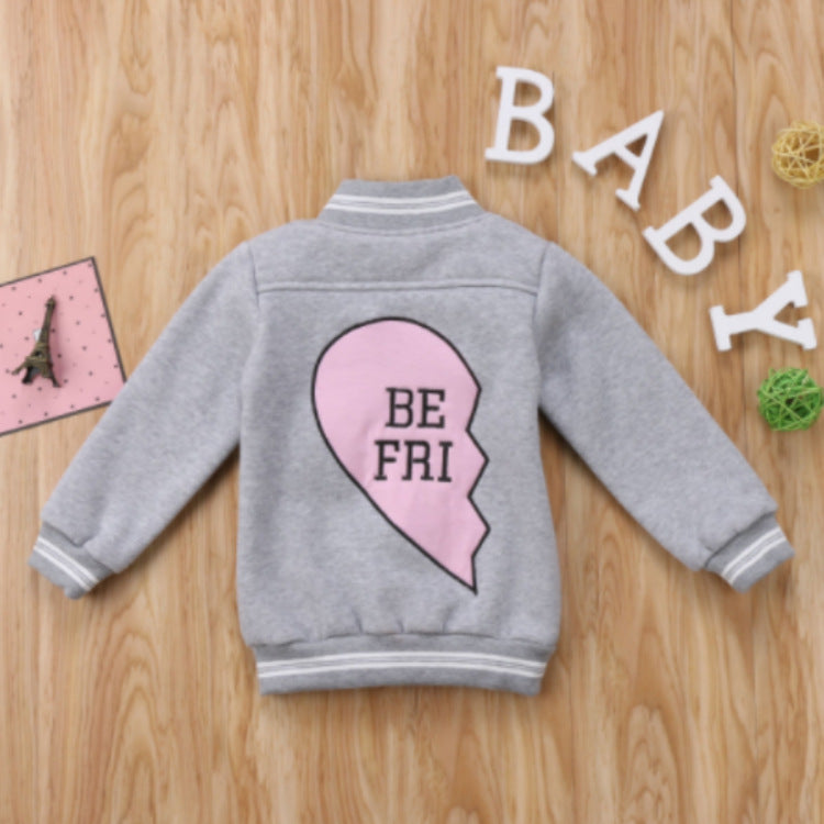 ABRIGO GRUESO INFANTIL GRIS LETRAS CORAZÓN DERECHO SUPERIOR