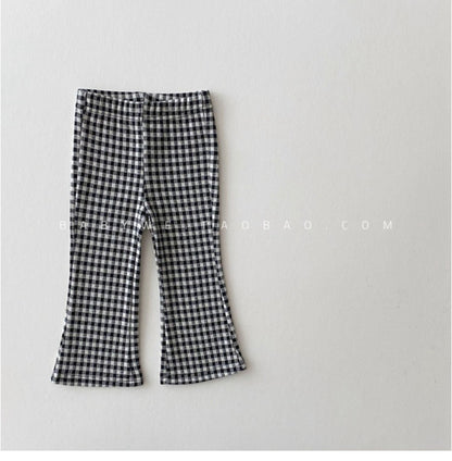 Loebear Crawler Primavera y Otoño Nueva Ropa de Niños Pantalones Acampanados a Cuadros para Niñas