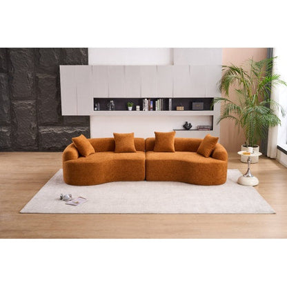 LY-025 COMPRESSION SOFA4 Seater Blue Sofa With Wood Grain Chenille Fabric, 30D ,60 Hardness Full Sponge,4 Pillows For Living Room, Home Furniture Sleeper Sectional Sofa For Apartment