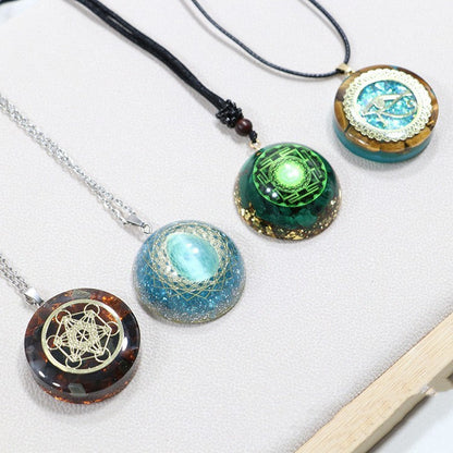 Pendentif personnalisé en gravier de cristal naturel pour hommes et femmes