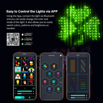 Rideau intelligent Lumière RGB Couleur fantôme Contrôle des points Fil en cuir Lumière Bluetooth Programmation DIY Sous-titre lumineux