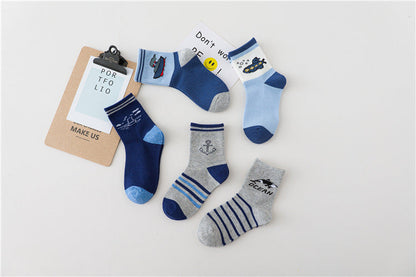 Spring And Autumn Cartoon Ship Boy Socks