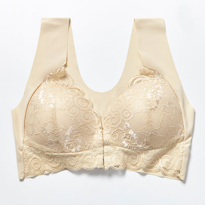 Comfortable Plus Size Backless Bra Lace Push Up Front Closure Bra