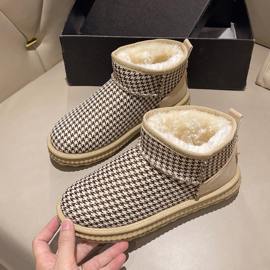 Botas de algodón gruesas y cálidas acolchadas para mujer para exteriores