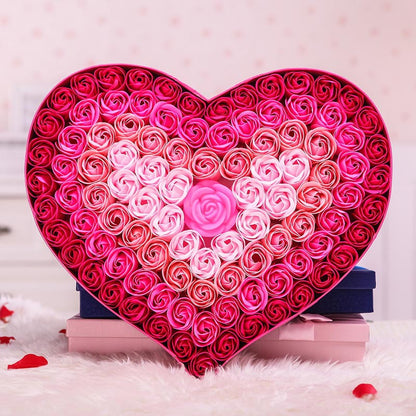 Gradient LED Heart-Shaped Soap Rose Gift Box – Romantic Flower Gift for Valentine's Day, Birthdays & Special Occasions