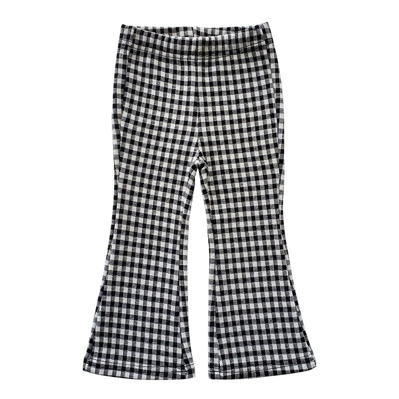 Loebear Crawler Primavera y Otoño Nueva Ropa de Niños Pantalones Acampanados a Cuadros para Niñas