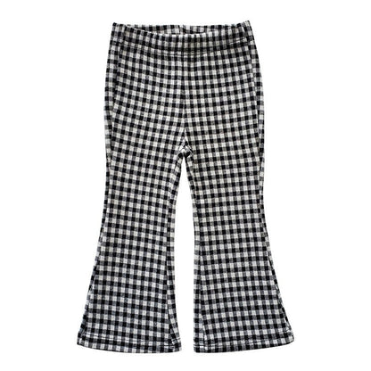 Loebear Crawler Primavera y Otoño Nueva Ropa de Niños Pantalones Acampanados a Cuadros para Niñas
