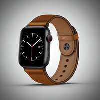 Bracelet de montre en cuir compatible avec Apple Watch 49mm–42mm, Rétro Marron et Noir Re