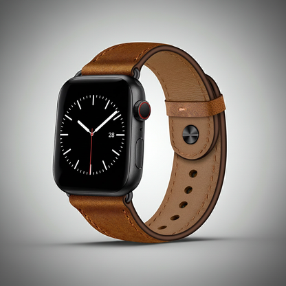 Bracelet de montre en cuir compatible avec Apple Watch 49mm–42mm, Rétro Marron et Noir Re