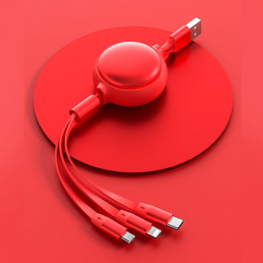 El cable de datos es adecuado para Apple Android tipo C tres en uno, cable de carga telescópico de silicona