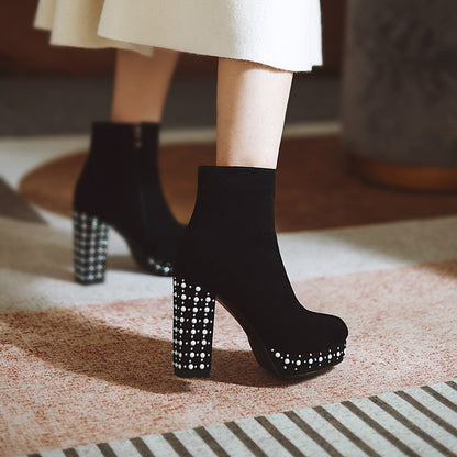 Super High-heeled Slim Simple Suede Single Boots
