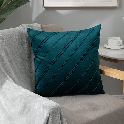 Taie d'oreiller en velours de couleur unie à carreaux, pour canapé, chevet, coussin en peluche courte