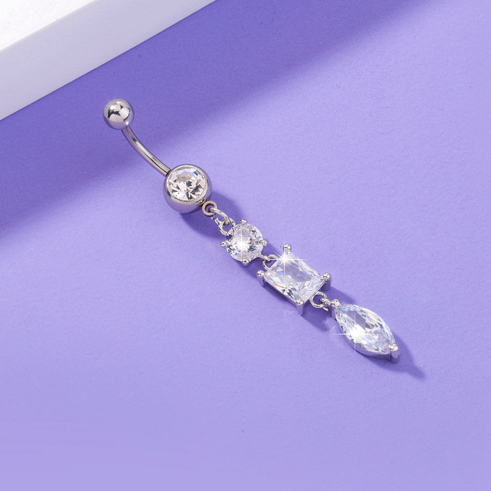 Bijoux de corps de piercing pour femme en zircon brillant, long, pour nombril
