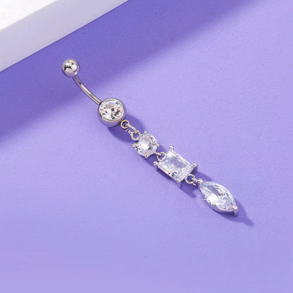 Bijoux de corps de piercing pour femme en zircon brillant, long, pour nombril