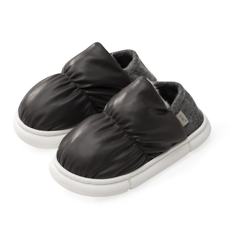 Chaussons en coton à semelle épaisse avec sac en peluche pour porter une ou deux chaussures