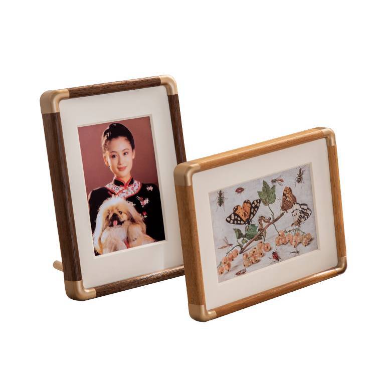 Cadre Photo en Bois Massif Lavé Cadre Photo Simple 6 Portraits de Famille Petit Cadre Photo Mural Décoration Noyer