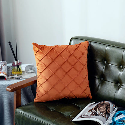 Taie d'oreiller en velours de couleur unie à carreaux, pour canapé, chevet, coussin en peluche courte