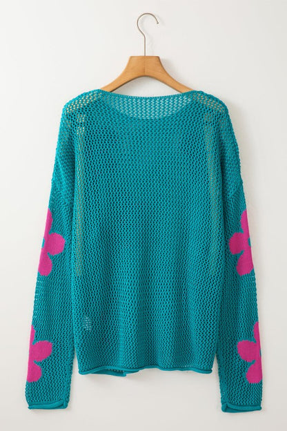 Floral Hollowed Knit Pullover Sweater