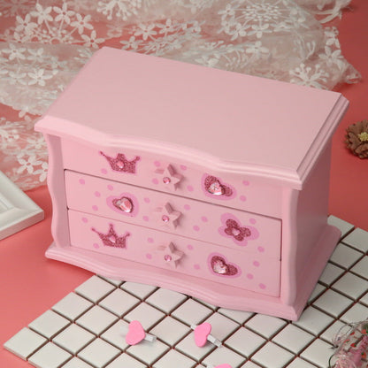 Boîte de rangement à bijoux en bois pour enfants Cadeau de vacances