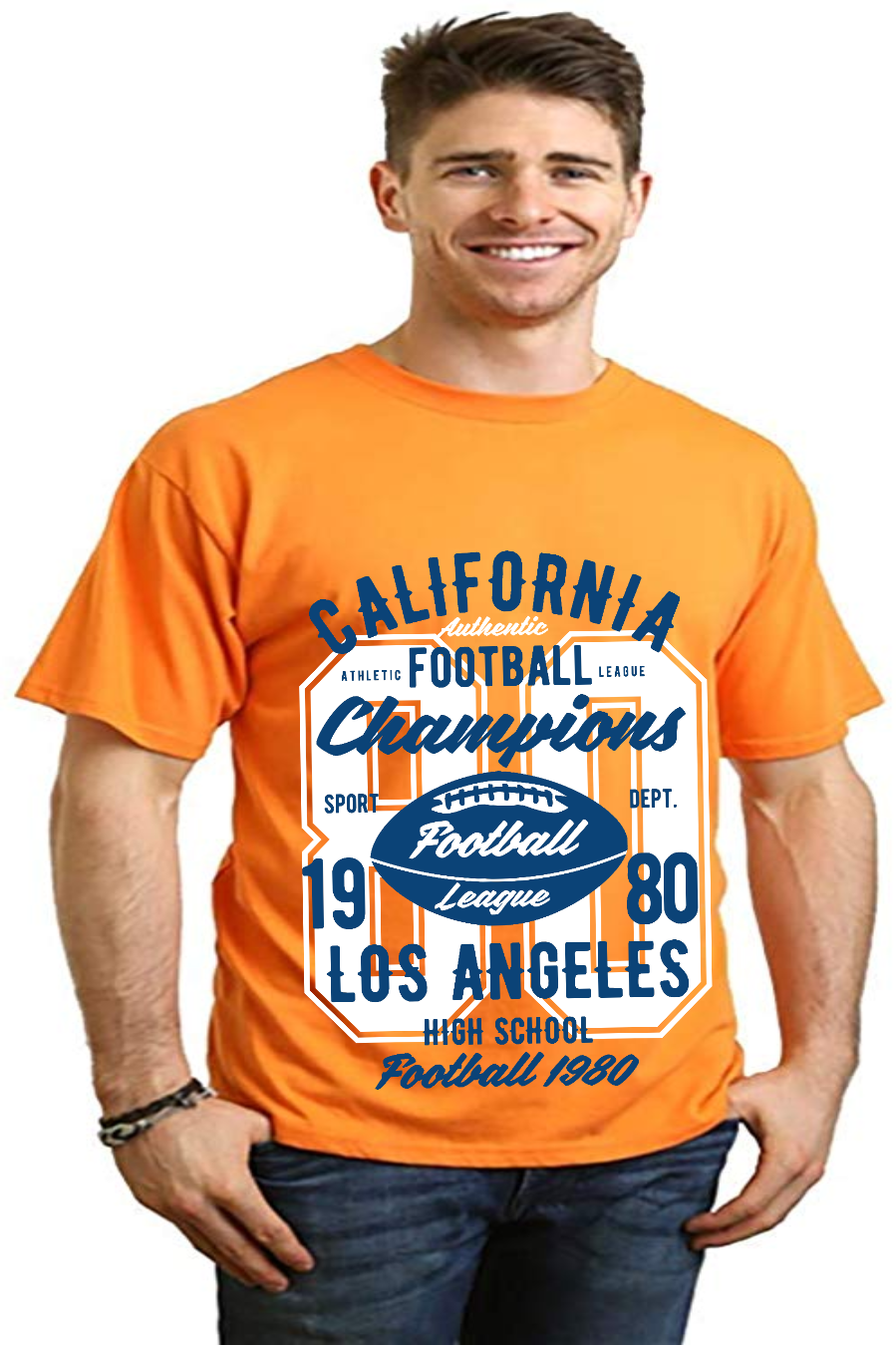 T-shirt à manches courtes avec motif en bambou-viscose/coton biologique California Football pour homme