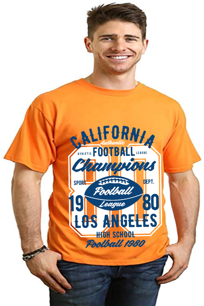 T-shirt à manches courtes avec motif en bambou-viscose/coton biologique California Football pour homme