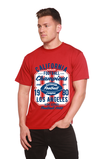T-shirt à manches courtes avec motif en bambou-viscose/coton biologique California Football pour homme