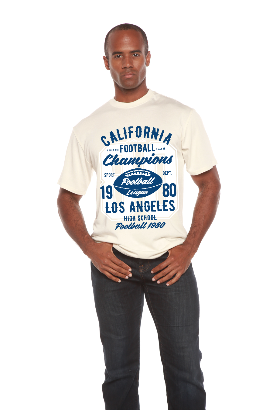 T-shirt à manches courtes avec motif en bambou-viscose/coton biologique California Football pour homme