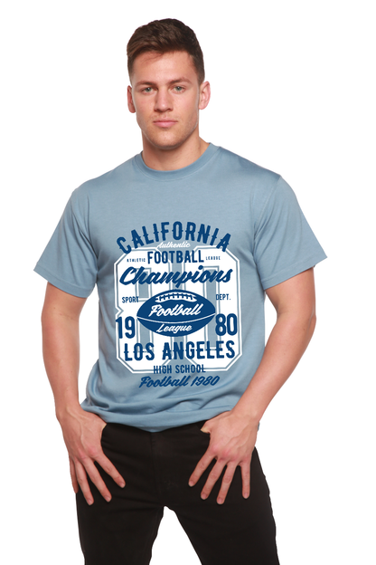 T-shirt à manches courtes avec motif en bambou-viscose/coton biologique California Football pour homme