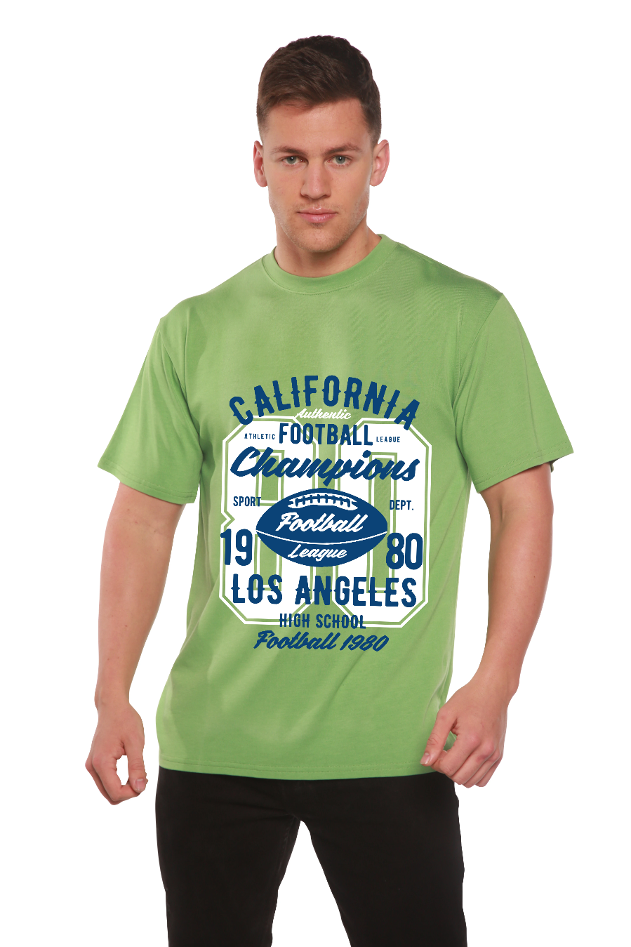 T-shirt à manches courtes avec motif en bambou-viscose/coton biologique California Football pour homme