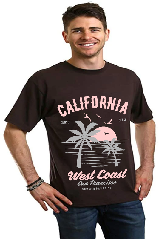 T-shirt graphique à manches courtes pour homme en viscose de bambou et coton biologique California West Coast