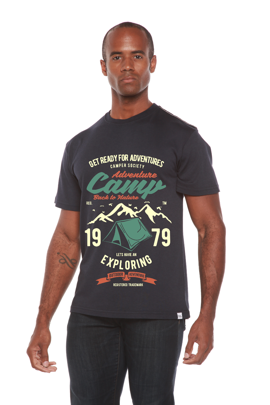 T-shirt graphique à manches courtes en bambou viscose/coton biologique Camp Adventure pour homme