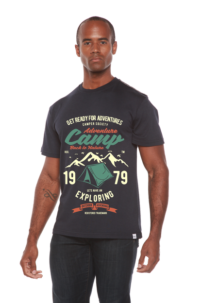 T-shirt graphique à manches courtes en bambou viscose/coton biologique Camp Adventure pour homme