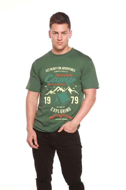 T-shirt graphique à manches courtes en bambou viscose/coton biologique Camp Adventure pour homme