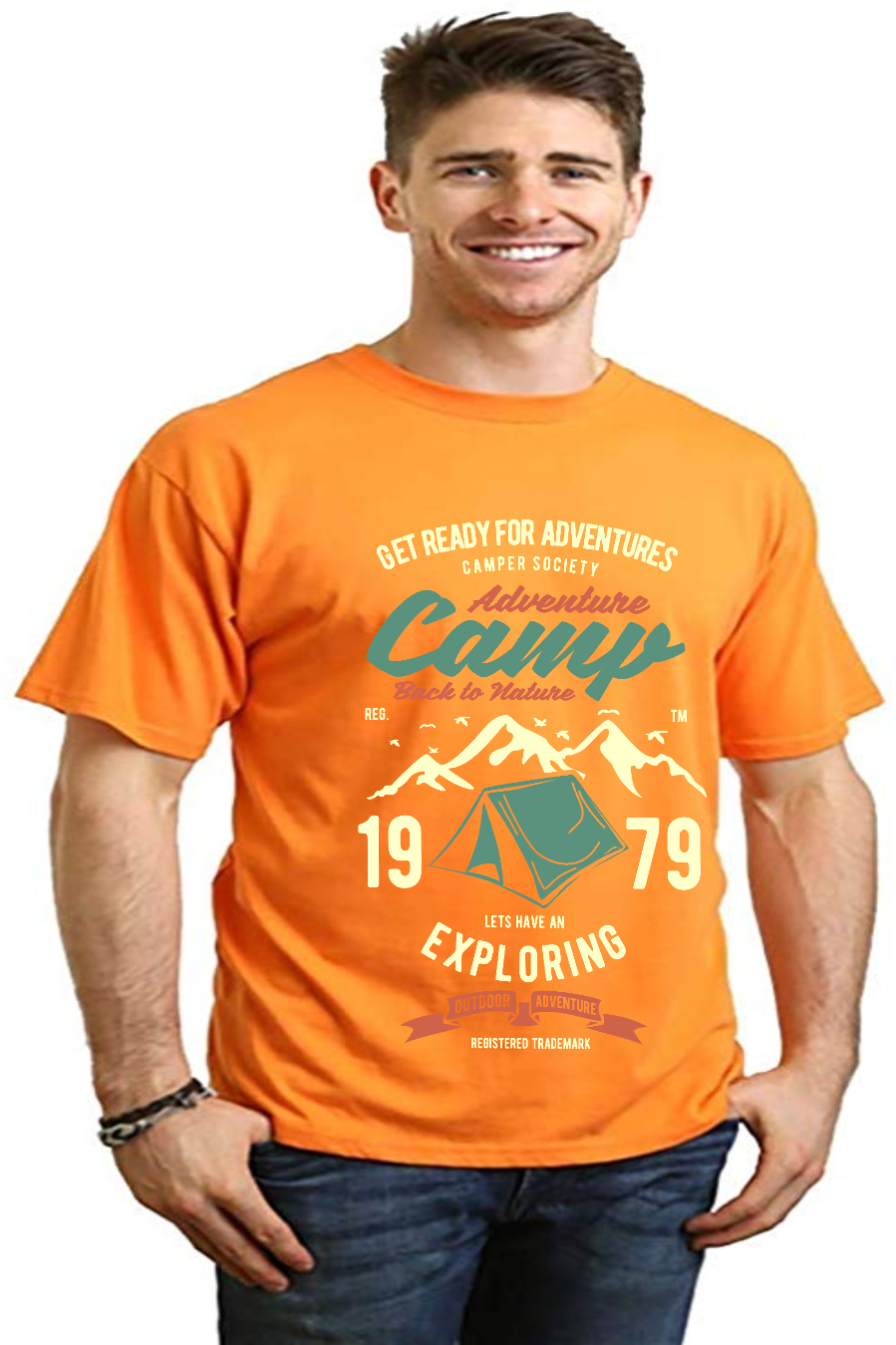 T-shirt graphique à manches courtes en bambou viscose/coton biologique Camp Adventure pour homme