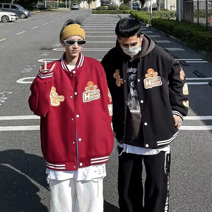 Plus Size Baseball Uniform Polyester Loose Jacket
