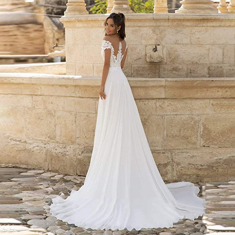 Robe de mariée grande taille avec applique pour femme