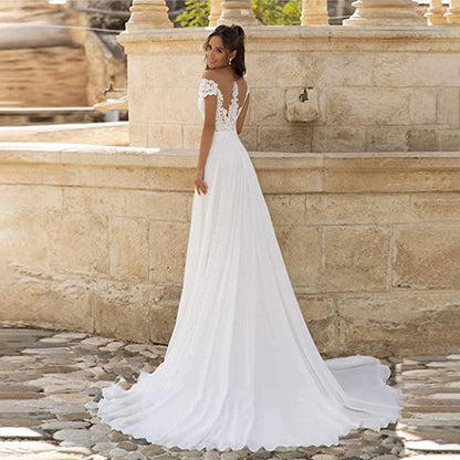 Robe de mariée grande taille avec applique pour femme