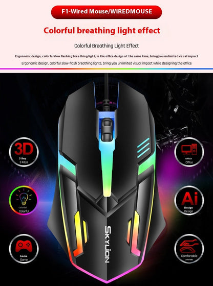 Wired Luminous Mouse Office Home Games USB Desktop Computers And Laptop Universal PlayerUnknown's Battlegrounds