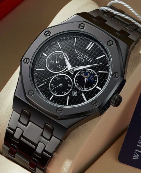 Savoi Binbond Men's Multifunctional Moon Phase Watch – Luxury Analog Timepiece with Date Display
