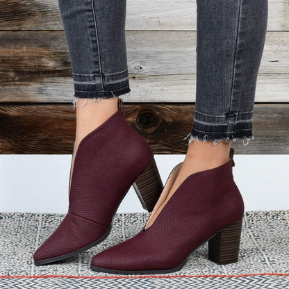 Zapato casual de tacón medio con punta cuadrada estilo retro y talla grande