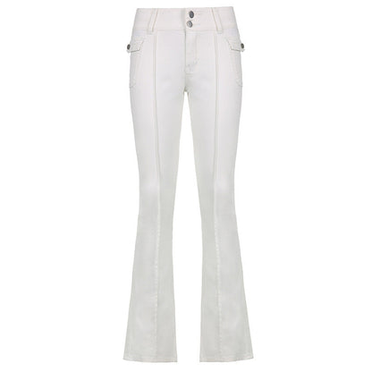 Women's New Sexy Low-waist Side Pockets Retro Slim-fit Micro Trousers Casual Trousers